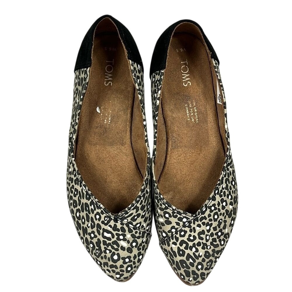 Toms Slip On Ballet Flat Animal‎ Print Womens Size 6.5 Comfort Casual